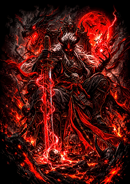 Demonic King with Fiery Sword
