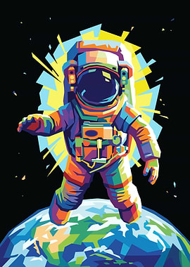 Colorful Astronaut on Earth