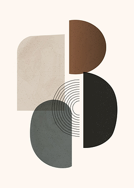 Japandi Geometric Harmony - Modern Abstract Composition