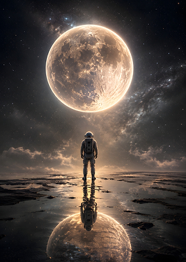 Astronaut Gazing at the Moon