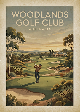 Woodlands Golf Club Vintage Poster