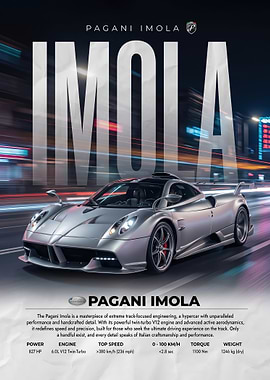 sleek Pagani Imola Hypercar on City Street poster