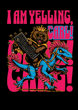 Cat Riding Dinosaur with Keyboard