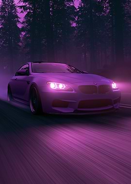 Purple BMW M6 Driving Through Forest