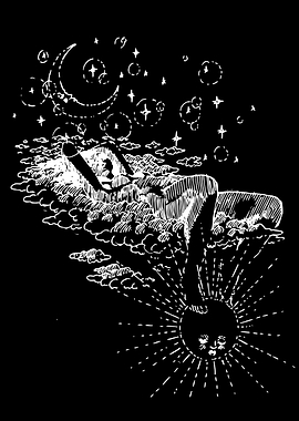 Dreamlike Celestial Scene with Figure