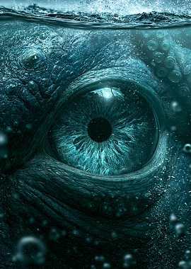 Giant Kraken Eye Underwater