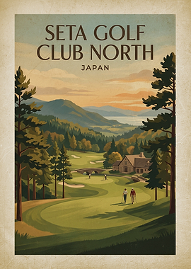 Seta Golf Club North Japan Vintage Poster