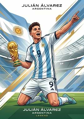 Julián Álvarez with World Cup Trophy