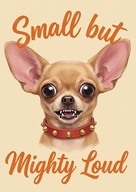 Chihuahua Portrait Spiked Red Collar Tiny Dog Fierce Expression Small Mighty Loud Pet