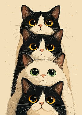 Stack of Cute Cats