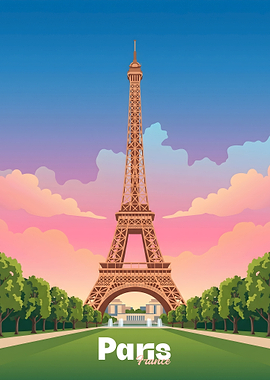 Paris, France at Sunset