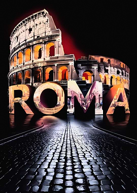 Roma Colosseum Text Art