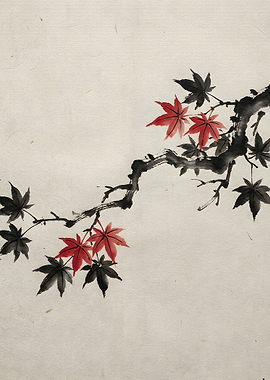 Japanese Maple Branch with Leaves