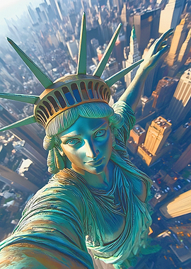 Statue of Liberty Overlooking New York City