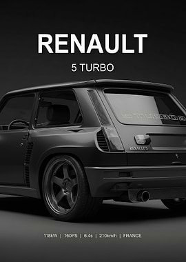 close up Renault 5 Turbo rally Matte Black