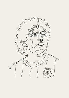 Diego Maradona Line Art Portrait