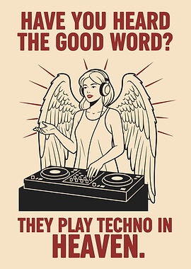 Angel DJ Playing Techno in Heaven