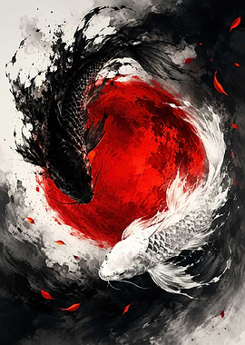 Yin Yang Koi Fish Painting