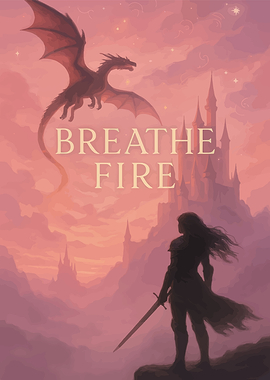 Dragon and Knight in Fantasy Landscape