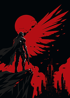 Red Rising Futuristic Soldier on Cliff