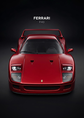sleek red F40 car Front View poster