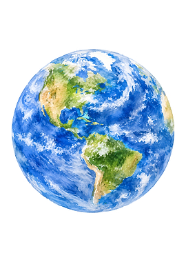 Watercolor Earth Globe
