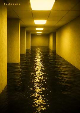 Flooded Backrooms Hallway