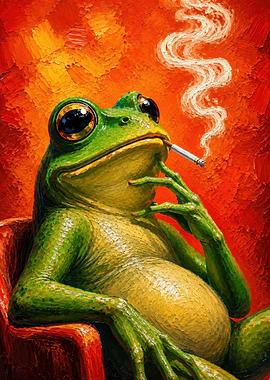 Frog Smoking a Cigarette