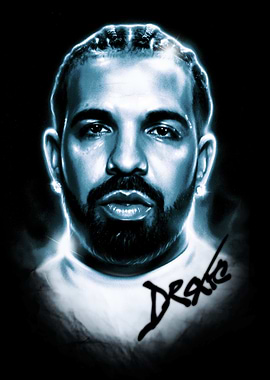 Drake Portrait with Blue Glow