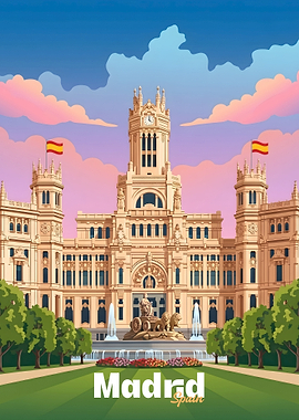 Madrid, Spain at Sunset