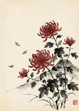 Japanese Chrysanthemum Painting