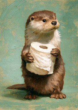 Otter Holding Toilet Paper