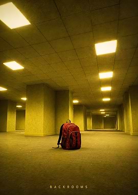 Backrooms with Red Backpack
