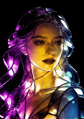 Stained Glass Woman Portrait