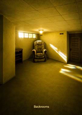 The Backrooms armchair and door