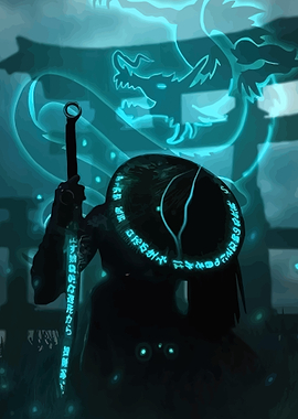 Mysterious Samurai with Dragon Spirit