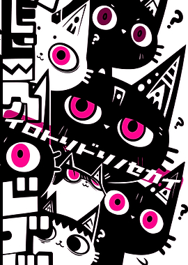 Kawaii Cats with Bold Graphics