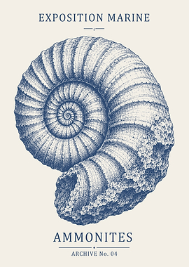Vintage Ammonite Poster – Marine Natural History Wall Art