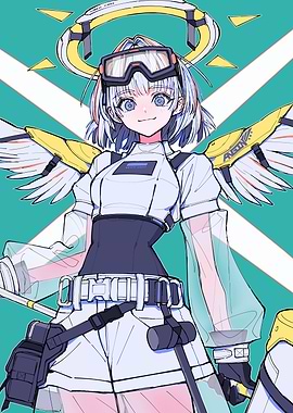 Anime Girl with Wings and Halo