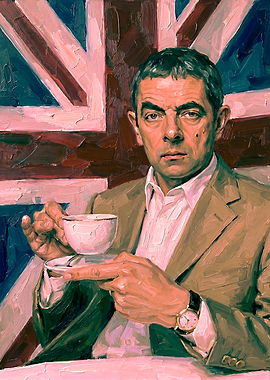 Rowan Atkinson as Mr. Bean with Union Jack