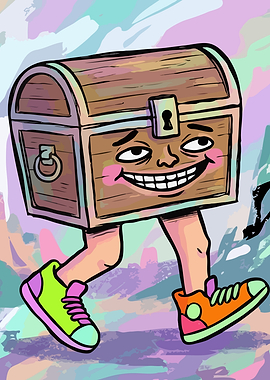 Walking Treasure Chest with Face