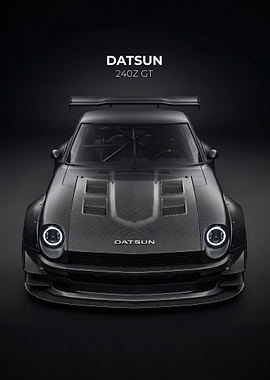 sleek black Datsun 240Z GT Carbon Fiber car poster