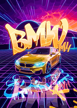 Retro BMW M4 Graffiti Art
