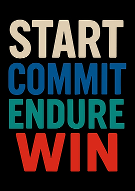 Start Commit Endure Win Minimalist Typography Motivational Wall Art Poster