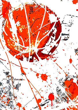 Abstract Basketball Splatter Art