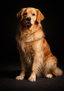 Golden Retriever Dog Posed Portrait