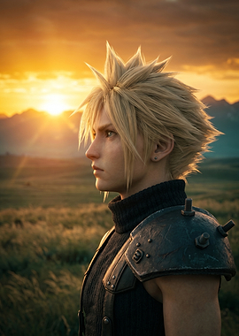 Cloud Strife in a Sunset Field