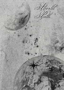 Astronaut floating among stars and planets