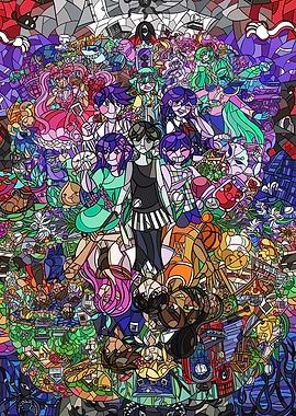 Omori Characters Stained Glass Mosaic