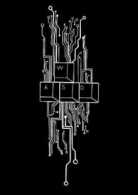 WASD Keyboard Circuit Board Art